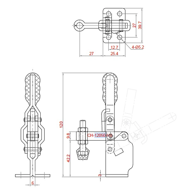Vendita online Bloccaggio verticale base piatta alta braccio fisso 90 Kg.